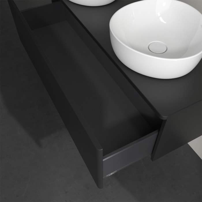 Villeroy & Boch Antao Waschbeckenunterschrank, 120 x 36 cm, 1 Auszug, Front ohne Struktur, ohne Hahnloch, für Waschtisch links und rechts