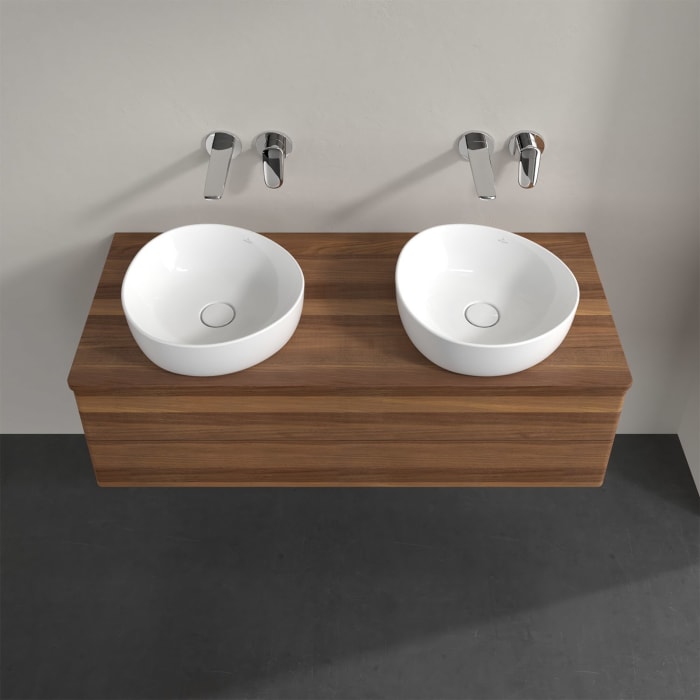 Villeroy & Boch Antao Waschbeckenunterschrank, 120 x 19 cm, 2 Auszüge, Fronten ohne Struktur, ohne Hahnloch, für Waschtisch links und rechts