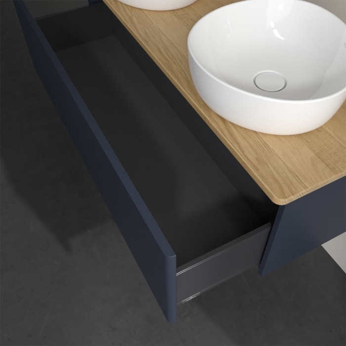 Villeroy & Boch Antao Waschbeckenunterschrank, 120 x 36 cm, 1 Auszug, Front ohne Struktur, ohne Hahnloch, für Waschtisch links und rechts