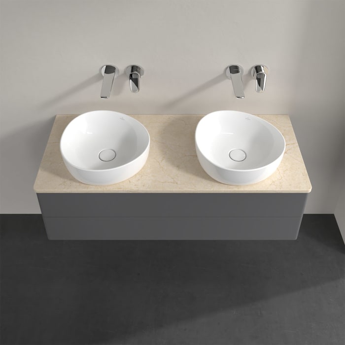 Villeroy & Boch Antao Waschbeckenunterschrank, 120 x 19 cm, 2 Auszüge, Fronten ohne Struktur, ohne Hahnloch, für Waschtisch links und rechts