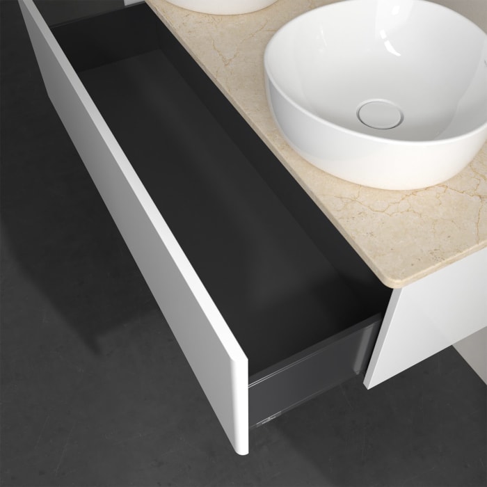 Villeroy & Boch Antao Waschbeckenunterschrank, 120 x 36 cm, 1 Auszug, Front ohne Struktur, ohne Hahnloch, für Waschtisch links und rechts