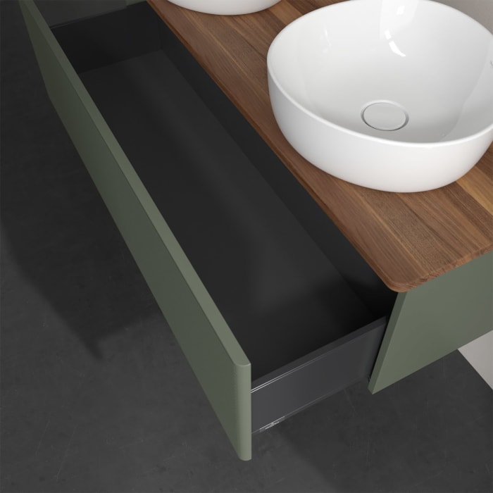 Villeroy & Boch Antao Waschbeckenunterschrank, 120 x 36 cm, 1 Auszug, Front mit Struktur, ohne Hahnloch, für Waschtisch links und rechts