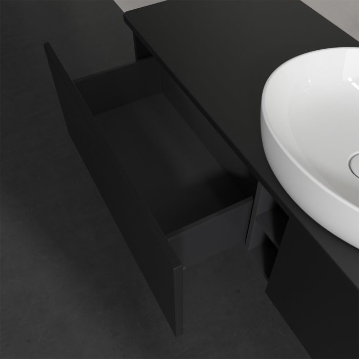 Villeroy & Boch Antao Waschbeckenunterschrank, 160 x 36 cm, 2 Auszüge, Front ohne Struktur, ohne Hahnloch, für Waschtisch mittig