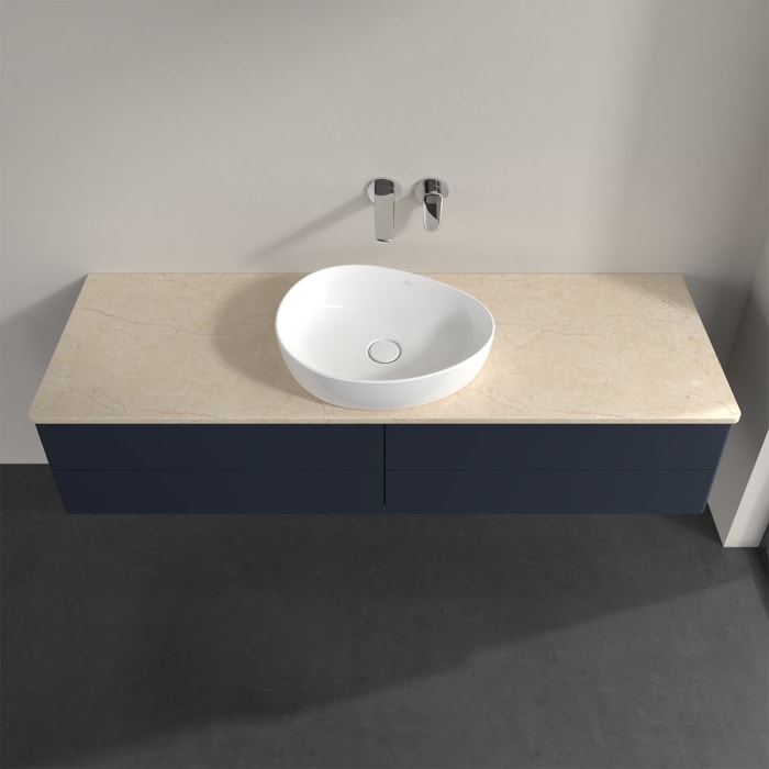 Villeroy & Boch Antao Waschbeckenunterschrank, 160 x 19 cm, 4 Auszüge, Fronten ohne Struktur, ohne Hahnloch, für Waschtisch mittig