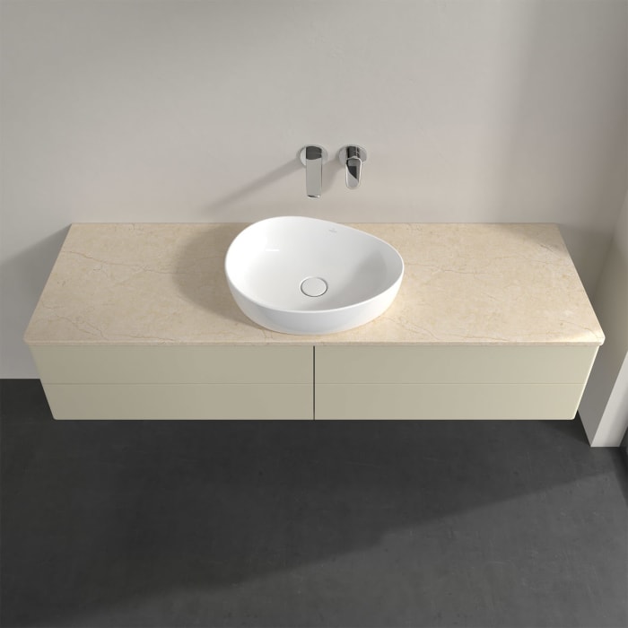 Villeroy & Boch Antao Waschbeckenunterschrank, 160 x 19 cm, 4 Auszüge, Fronten ohne Struktur, ohne Hahnloch, für Waschtisch mittig