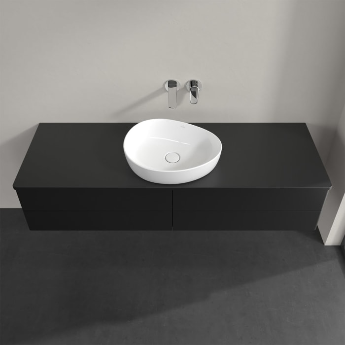 Villeroy & Boch Antao Waschbeckenunterschrank, 160 x 19 cm, 4 Auszüge, Fronten ohne Struktur, mit Hahnloch, für Waschtisch mittig