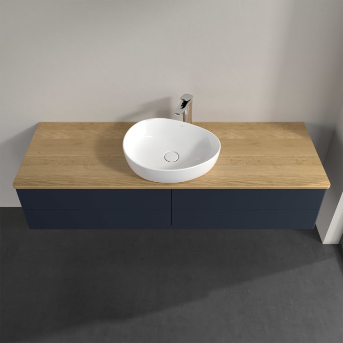 Villeroy & Boch Antao Waschbeckenunterschrank, 160 x 19 cm, 4 Auszüge, Fronten ohne Struktur, mit Hahnloch, für Waschtisch mittig