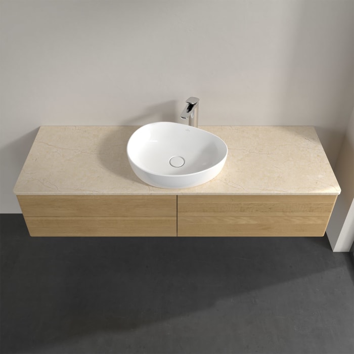 Villeroy & Boch Antao Waschbeckenunterschrank, 160 x 19 cm, 4 Auszüge, Fronten ohne Struktur, mit Hahnloch, für Waschtisch mittig