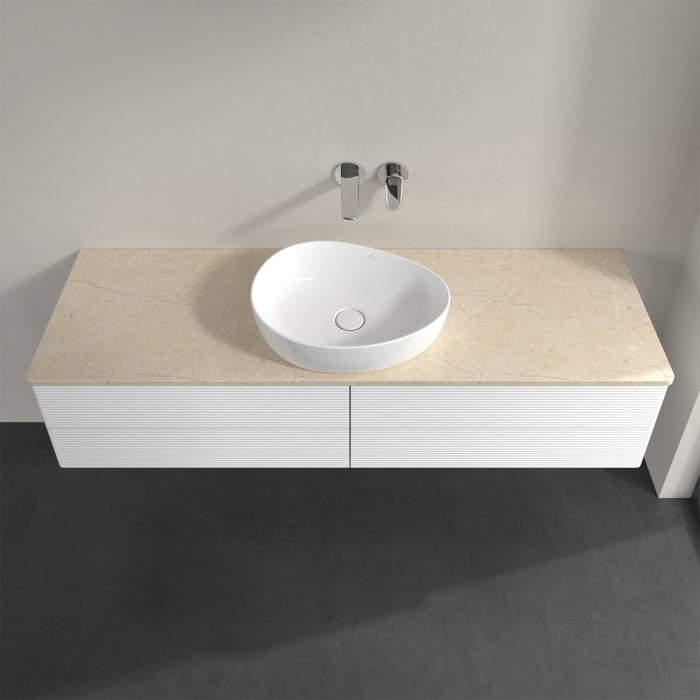 Villeroy & Boch Antao Waschbeckenunterschrank, 160 x 19 cm, 4 Auszüge, Fronten mit Struktur, ohne Hahnloch, für Waschtisch mittig