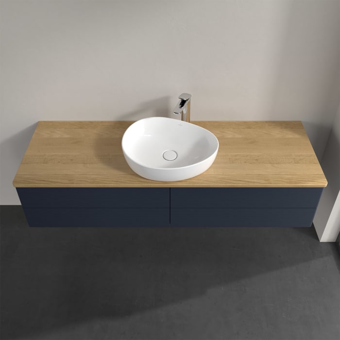 Villeroy & Boch Antao Waschbeckenunterschrank, 160 x 19 cm, 4 Auszüge, Fronten mit Struktur, mit Hahnloch, für Waschtisch mittig