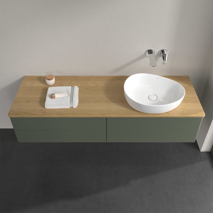 Villeroy & Boch Antao Waschbeckenunterschrank, 160 x 19 cm, 4 Auszüge, Fronten ohne Struktur, ohne Hahnloch, für Waschtisch rechts