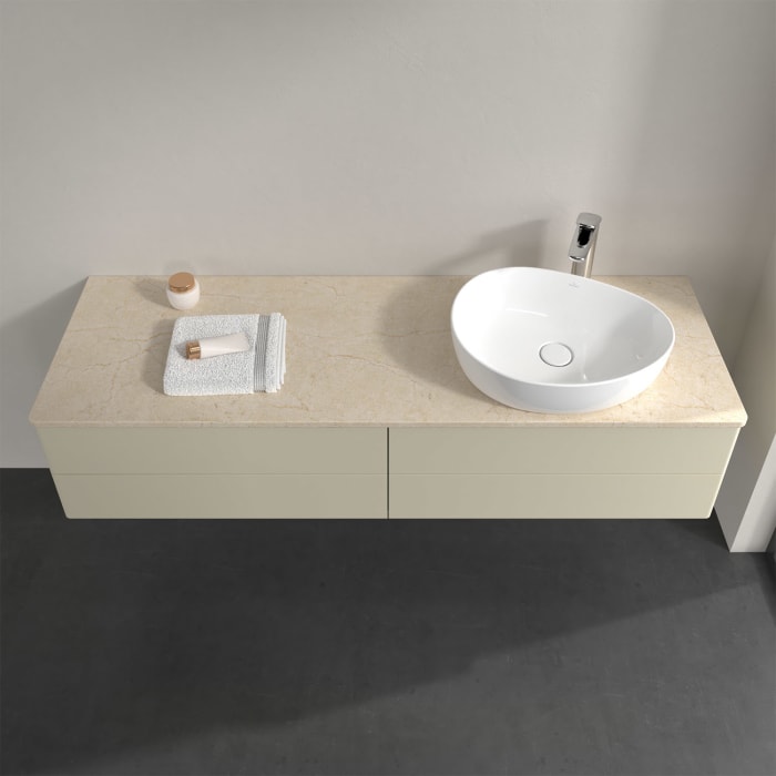 Villeroy & Boch Antao Waschbeckenunterschrank, 160 x 19 cm, 4 Auszüge, Fronten ohne Struktur, mit Hahnloch, für Waschtisch rechts