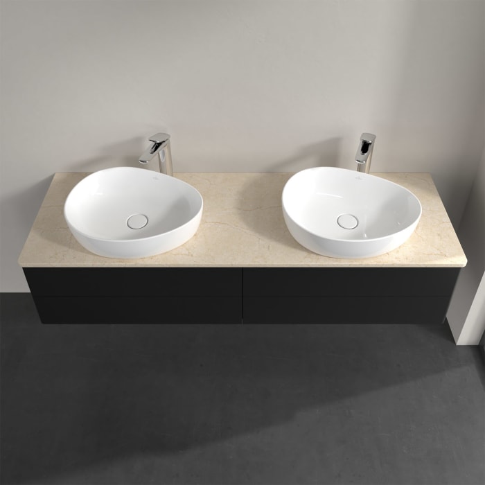 Villeroy & Boch Antao Waschbeckenunterschrank, 160 x 19 cm, 4 Auszüge, Fronten ohne Struktur, mit Hahnloch, für Waschtisch links und rechts