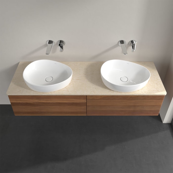 Villeroy & Boch Antao Waschbeckenunterschrank, 160 x 19 cm, 4 Auszüge, Fronten mit Struktur, ohne Hahnloch, für Waschtisch links und rechts