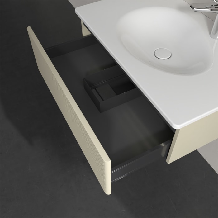 Villeroy & Boch Antao Waschbeckenunterschrank, 78,8 x 25,6 cm, 1 Auszug, Front mit Struktur, mit LED-Licht