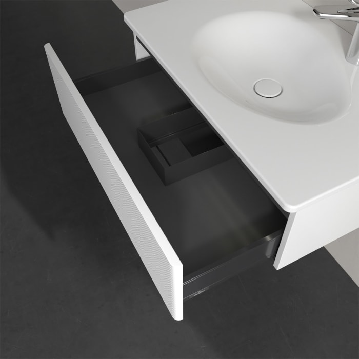 Villeroy & Boch Antao Waschbeckenunterschrank, 78,8 x 25,6 cm, 1 Auszug, Front mit Struktur, mit LED-Licht