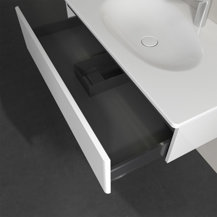 Villeroy & Boch Antao Waschbeckenunterschrank, 98,8 x 25,6 cm, 1 Auszug, Front mit Struktur, mit LED-Licht