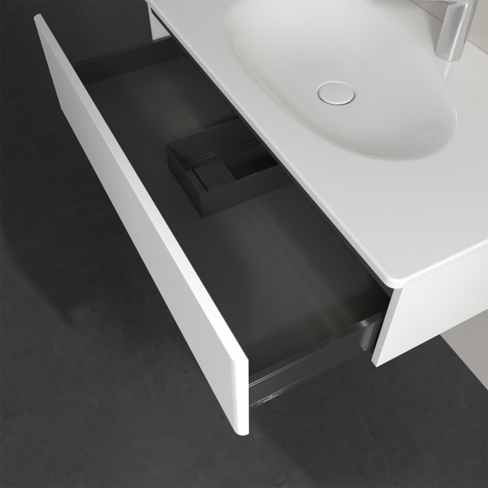 Villeroy & Boch Antao Waschbeckenunterschrank, 98,8 x 25,6 cm, 1 Auszug, Front mit Struktur, mit LED-Licht