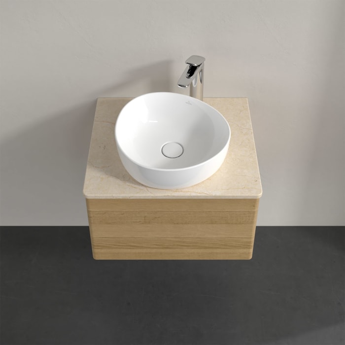 Villeroy & Boch Antao Waschbeckenunterschrank, 60 x 36 cm, 1 Auszug, Front ohne Struktur, mit Hahnloch