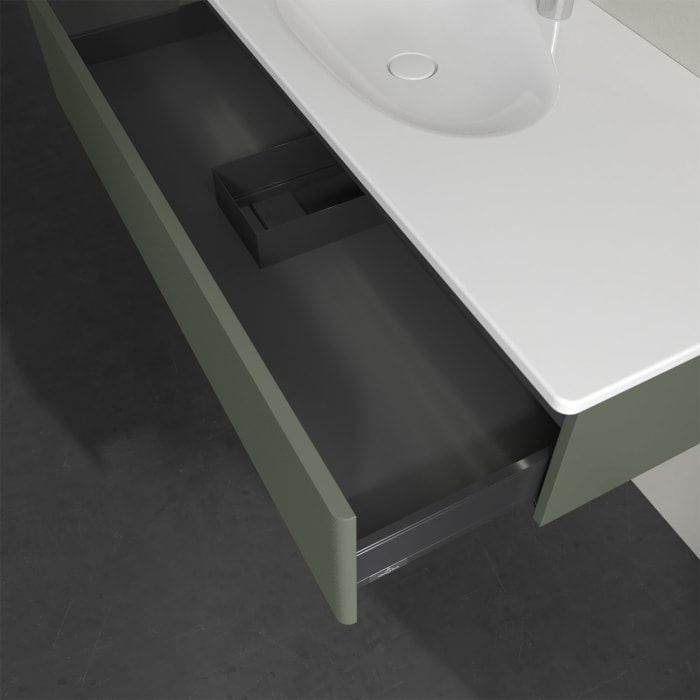 Villeroy & Boch Antao Waschbeckenunterschrank, 118,8 x 25,6 cm, 1 Auszug, Front mit Struktur, mit LED-Licht