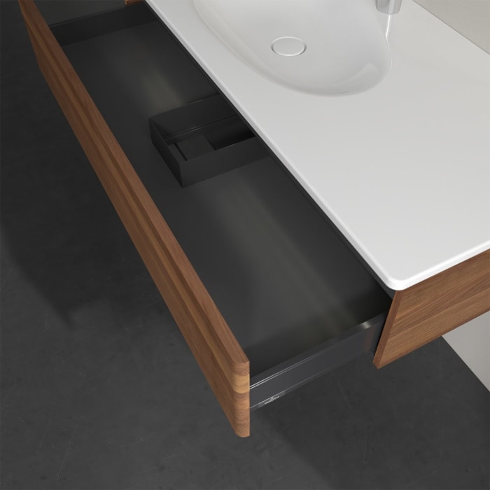 Villeroy & Boch Antao Waschbeckenunterschrank, 118,8 x 25,6 cm, 1 Auszug, Front mit Struktur, mit LED-Licht