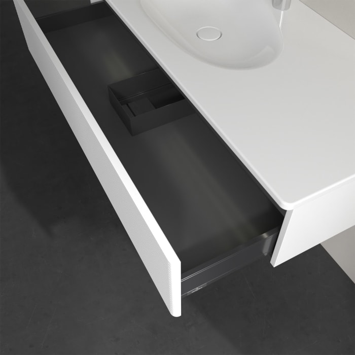 Villeroy & Boch Antao Waschbeckenunterschrank, 118,8 x 25,6 cm, 1 Auszug, Front mit Struktur, mit LED-Licht