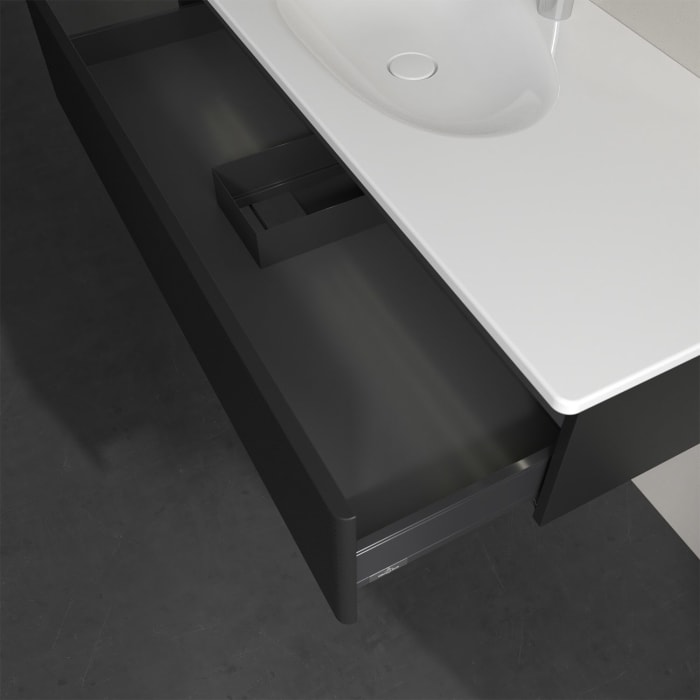 Villeroy & Boch Antao Waschbeckenunterschrank, 118,8 x 25,6 cm, 1 Auszug, Front mit Struktur, mit LED-Licht