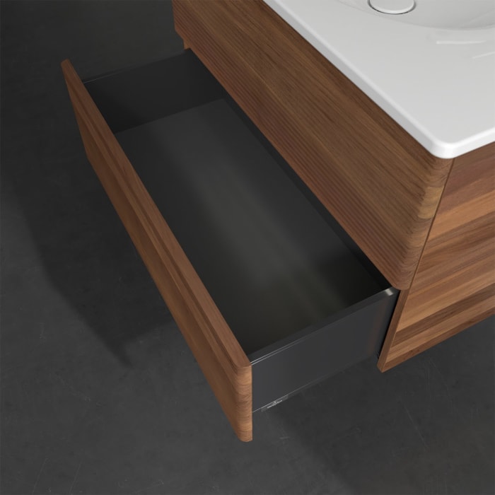 Villeroy & Boch Antao Waschbeckenunterschrank, 78,8 x 50,4 cm, 2 Auszüge, Fronten mit Struktur, mit LED-Licht