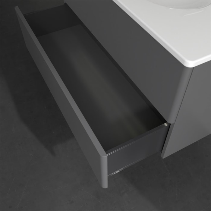 Villeroy & Boch Antao Waschbeckenunterschrank, 98,8 x 50,4 cm, 2 Auszüge, Fronten ohne Struktur, mit LED-Licht