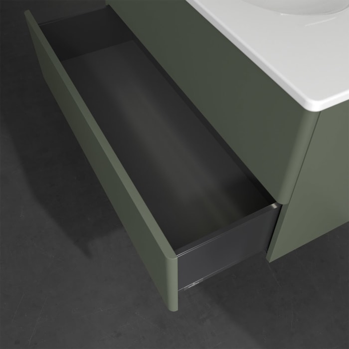 Villeroy & Boch Antao Waschbeckenunterschrank, 98,8 x 50,4 cm, 2 Auszüge, Fronten ohne Struktur, mit LED-Licht