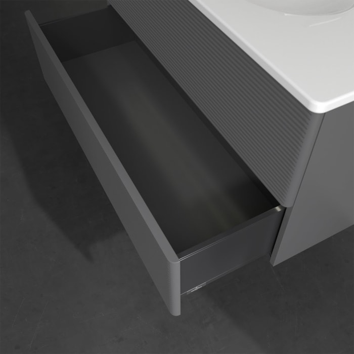 Villeroy & Boch Antao Waschbeckenunterschrank, 98,8 x 50,4 cm, 2 Auszüge, Fronten mit Struktur, mit LED-Licht