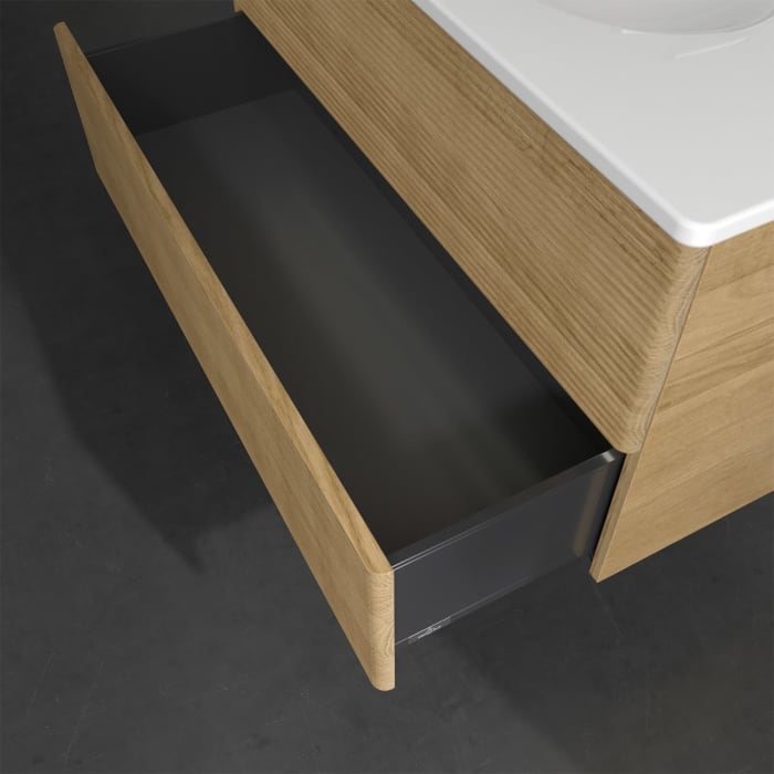 Villeroy & Boch Antao Waschbeckenunterschrank, 98,8 x 50,4 cm, 2 Auszüge, Fronten mit Struktur, mit LED-Licht