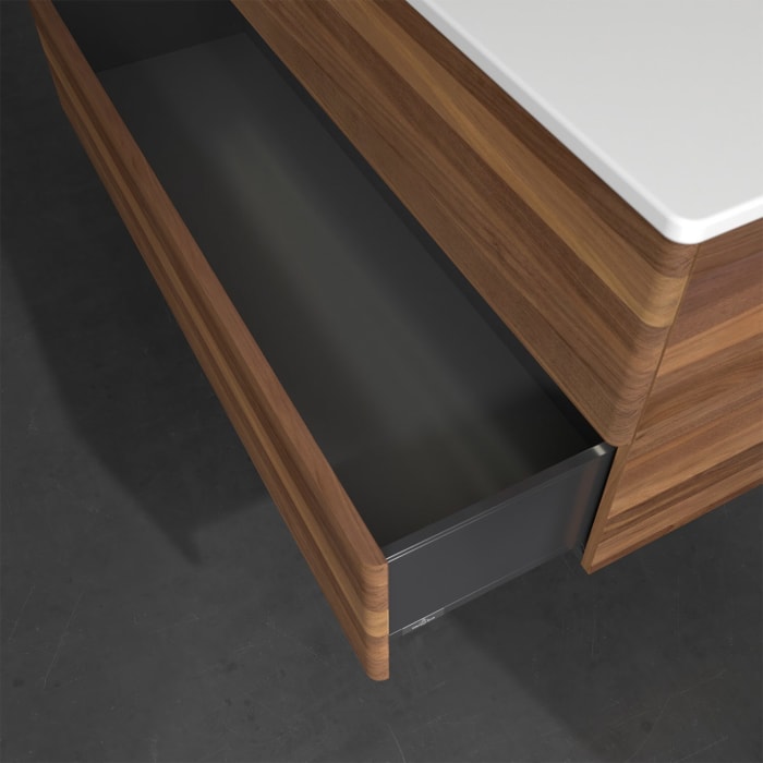 Villeroy & Boch Antao Waschbeckenunterschrank, 118,8 x 50,4 cm, 2 Auszüge, Fronten ohne Struktur, mit LED-Licht