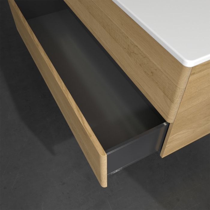 Villeroy & Boch Antao Waschbeckenunterschrank, 118,8 x 50,4 cm, 2 Auszüge, Fronten ohne Struktur, mit LED-Licht