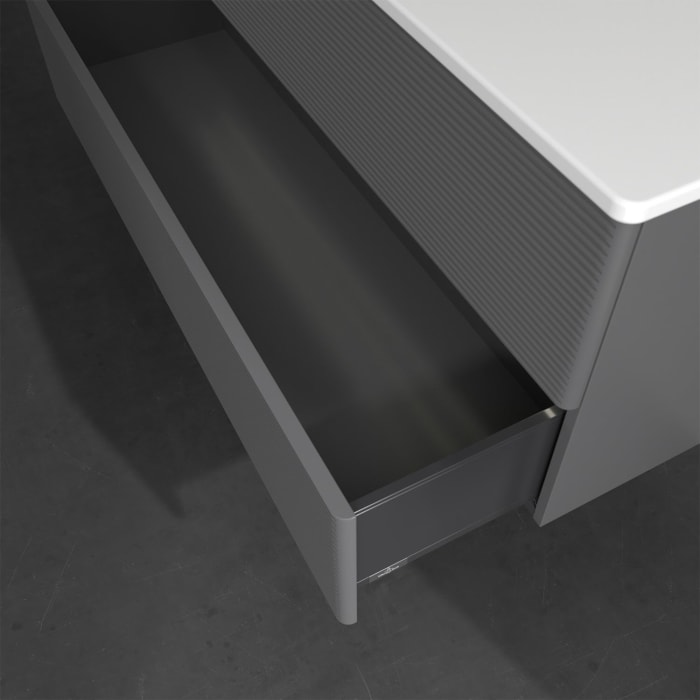 Villeroy & Boch Antao Waschbeckenunterschrank, 118,8 x 50,4 cm, 2 Auszüge, Fronten mit Struktur, mit LED-Licht