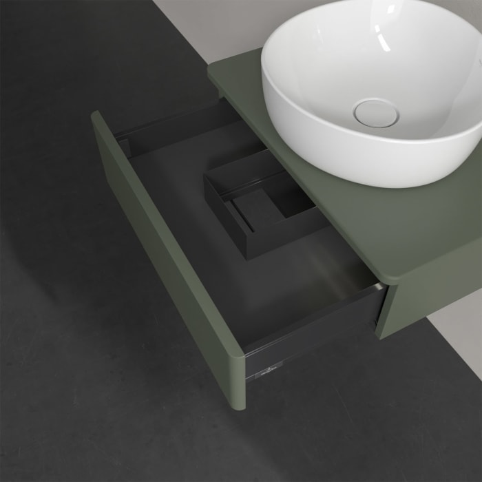 Villeroy & Boch Antao Waschbeckenunterschrank, 60 x 19 cm, 1 Auszug mit LED-Licht, Front ohne Struktur, ohne Hahnloch