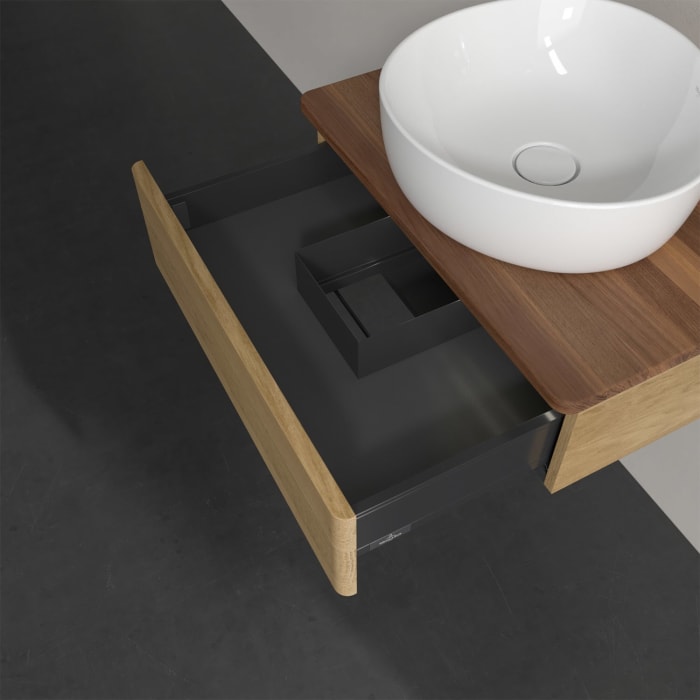 Villeroy & Boch Antao Waschbeckenunterschrank, 60 x 19 cm, 1 Auszug mit LED-Licht, Front ohne Struktur, ohne Hahnloch