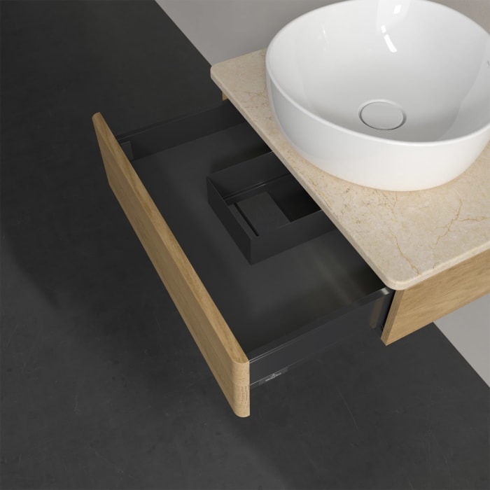 Villeroy & Boch Antao Waschbeckenunterschrank, 60 x 19 cm, 1 Auszug mit LED-Licht, Front ohne Struktur, ohne Hahnloch