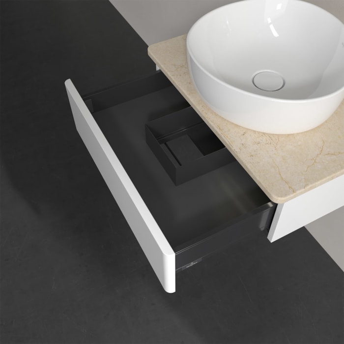 Villeroy & Boch Antao Waschbeckenunterschrank, 60 x 19 cm, 1 Auszug mit LED-Licht, Front ohne Struktur, ohne Hahnloch