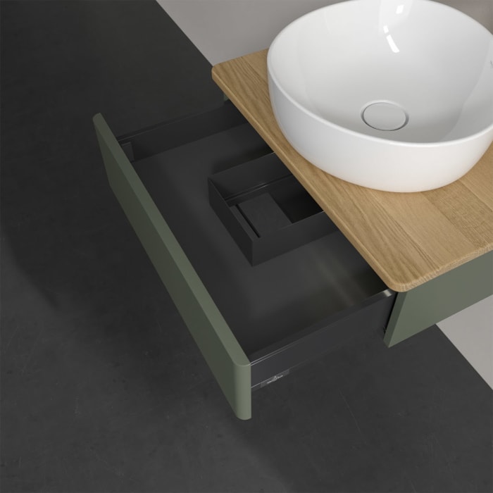 Villeroy & Boch Antao Waschbeckenunterschrank, 60 x 19 cm, 1 Auszug mit LED-Licht, Front ohne Struktur, mit Hahnloch