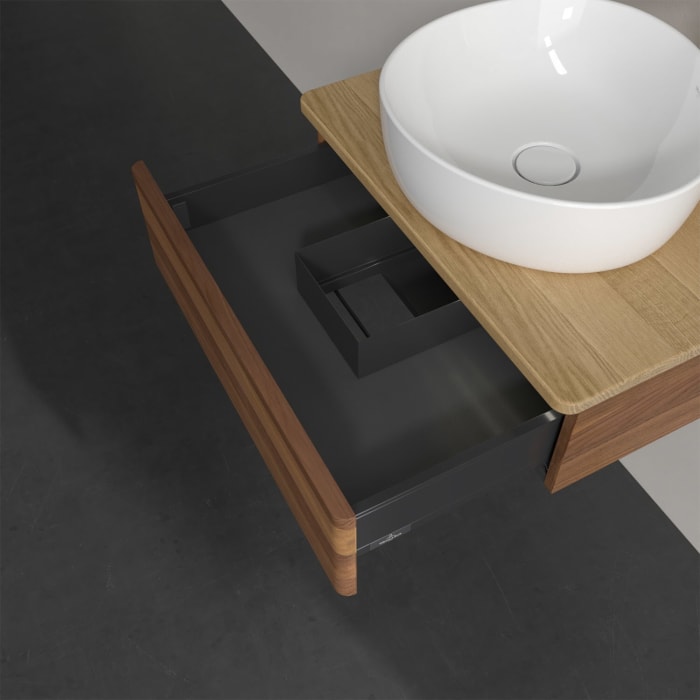 Villeroy & Boch Antao Waschbeckenunterschrank, 60 x 19 cm, 1 Auszug mit LED-Licht, Front ohne Struktur, mit Hahnloch