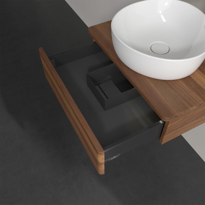 Villeroy & Boch Antao Waschbeckenunterschrank, 60 x 19 cm, 1 Auszug mit LED-Licht, Front ohne Struktur, mit Hahnloch