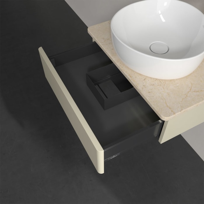 Villeroy & Boch Antao Waschbeckenunterschrank, 60 x 19 cm, 1 Auszug mit LED-Licht, Front ohne Struktur, mit Hahnloch