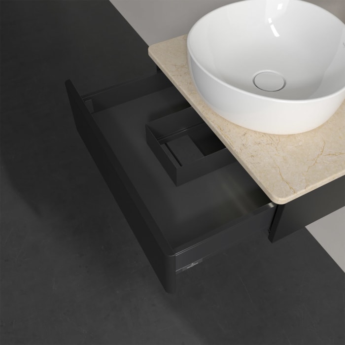 Villeroy & Boch Antao Waschbeckenunterschrank, 60 x 19 cm, 1 Auszug mit LED-Licht, Front ohne Struktur, mit Hahnloch