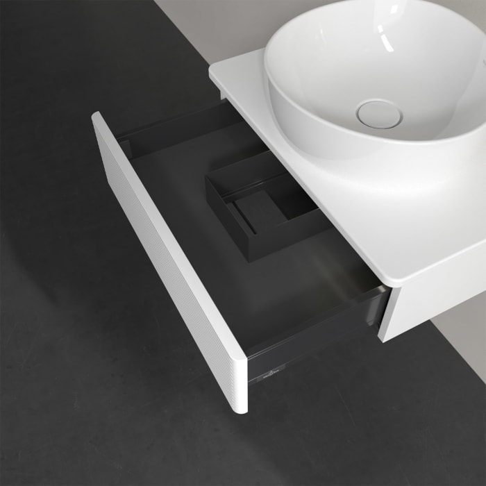 Villeroy & Boch Antao Waschbeckenunterschrank, 60 x 19 cm, 1 Auszug mit LED-Licht, Front mit Struktur, ohne Hahnloch