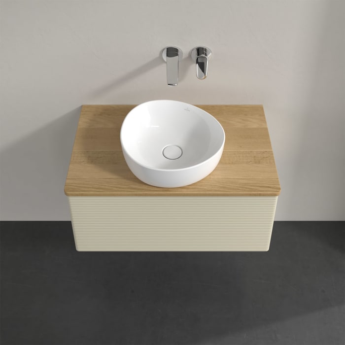 Villeroy & Boch Antao Waschbeckenunterschrank, 80 x 36 cm, 1 Auszug, Front mit Struktur, ohne Hahnloch