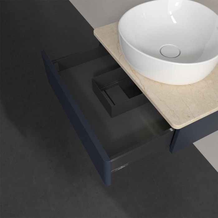 Villeroy & Boch Antao Waschbeckenunterschrank, 60 x 19 cm, 1 Auszug mit LED-Licht, Front mit Struktur, ohne Hahnloch