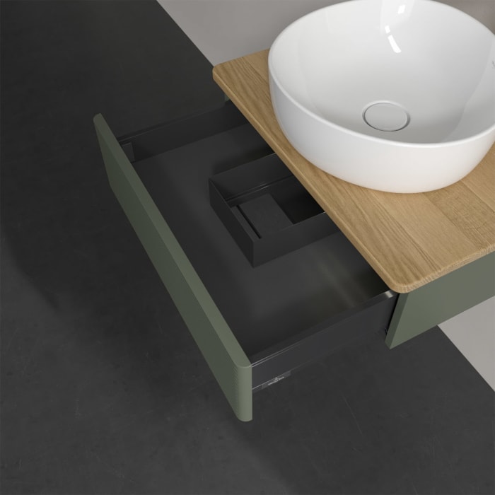 Villeroy & Boch Antao Waschbeckenunterschrank, 60 x 19 cm, 1 Auszug mit LED-Licht, Front mit Struktur, mit Hahnloch