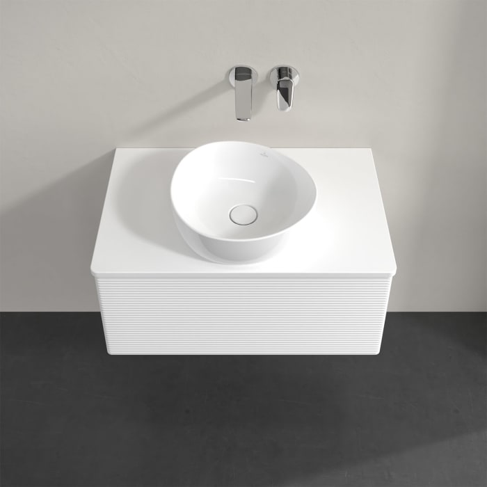 Villeroy & Boch Antao Waschbeckenunterschrank, 80 x 36 cm, 1 Auszug, Front mit Struktur, mit Hahnloch