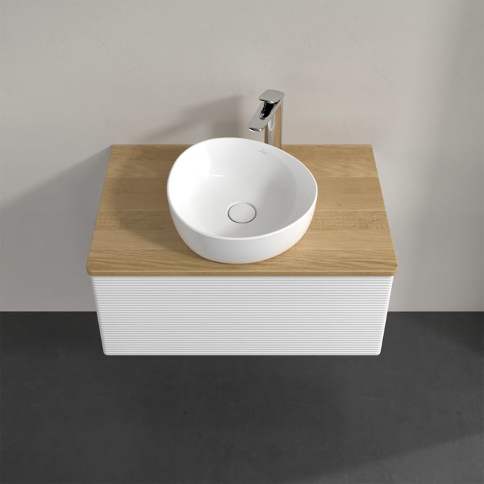 Villeroy & Boch Antao Waschbeckenunterschrank, 80 x 36 cm, 1 Auszug, Front mit Struktur, mit Hahnloch